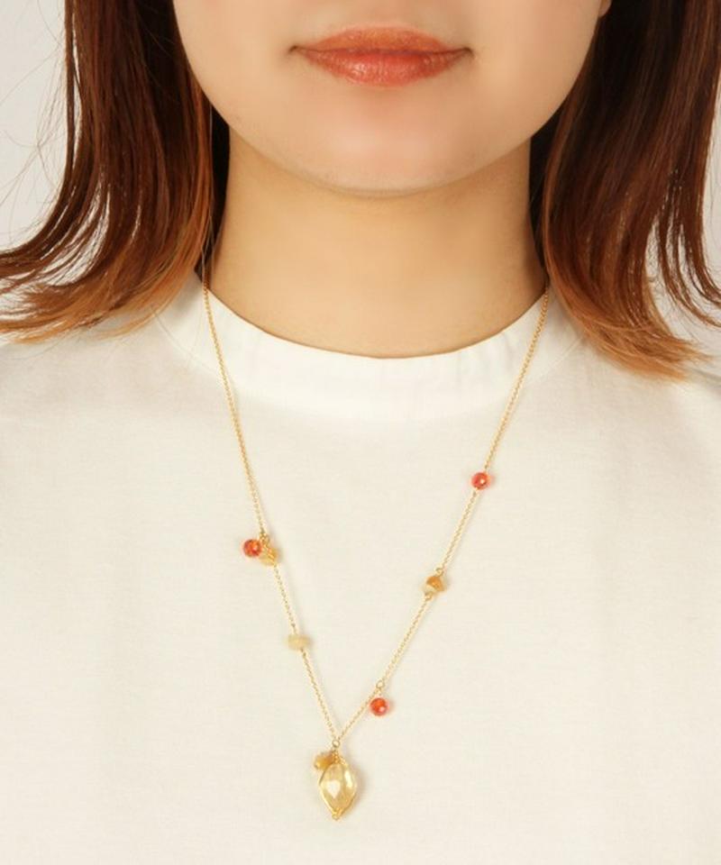 【顔周りを華やかに】K14GF シトリン×アラゴナイトネックレス