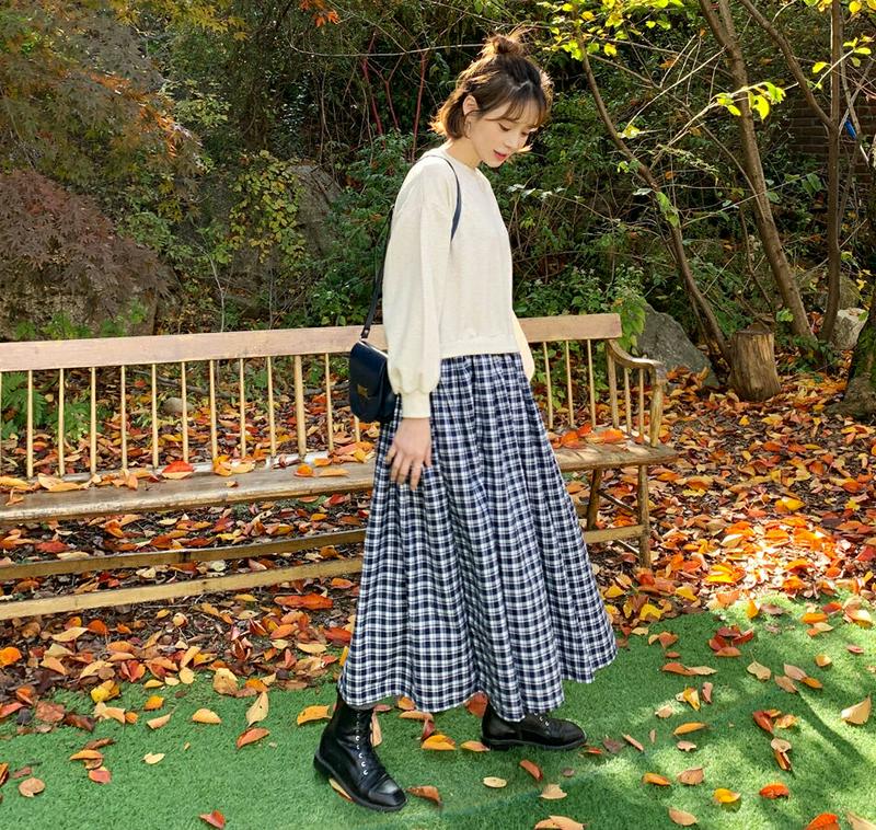 【新作10%OFF】裏起毛チェックコントラストワンピース・全2色・b61751 レディース【ops】【韓国 ファッション ワンピ