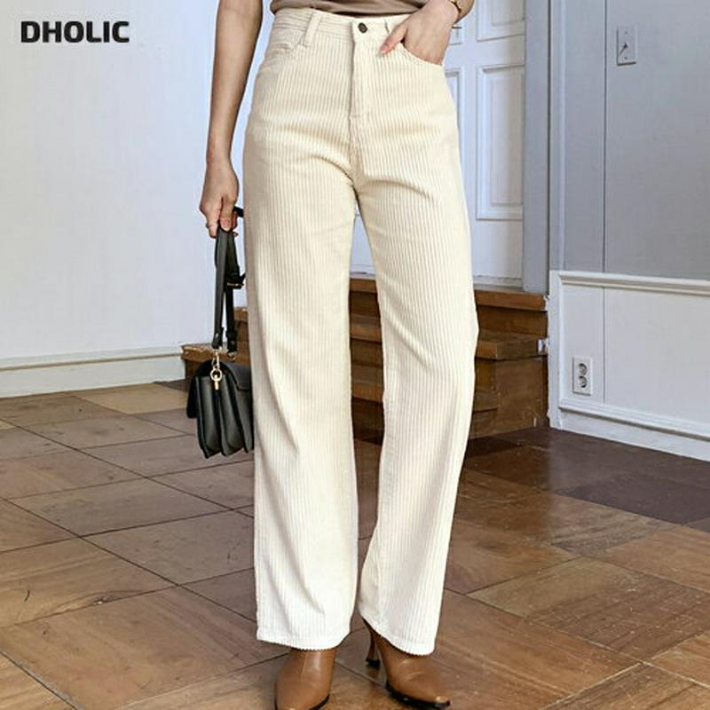 【只今10%OFF】コーディロイストレートパンツ・全4色・t61742 レディース【pt】【韓国 ファッション ボトムス ズボン パンツ ロングパンツ ワイドパンツ ストレート コーデュロイ 生地 コーディロイパンツ シンプル 単色 無地 カジュアル 上品 秋 冬】