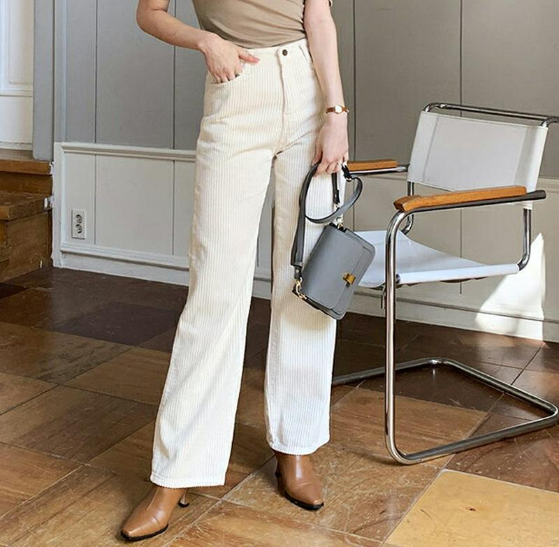 【只今10%OFF】コーディロイストレートパンツ・全4色・t61742 レディース【pt】【韓国 ファッション ボトムス ズボン パンツ ロングパンツ ワイドパンツ ストレート コーデュロイ 生地 コーディロイパンツ シンプル 単色 無地 カジュアル 上品 秋 冬】