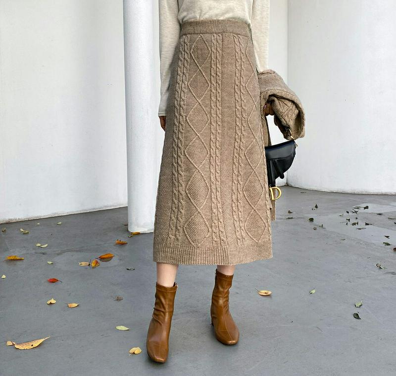 【新作10%OFF】ツイストニットスカート・全3色・b61732 レディース【sk】【韓国 ファッション ボトムス スカート ロ