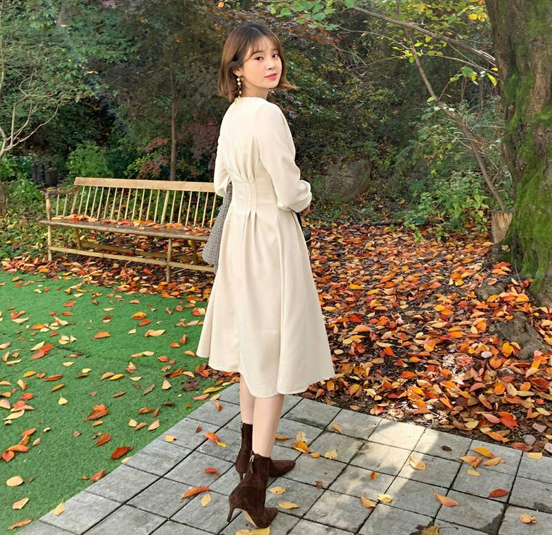 【新作10%OFF】タックフレアワンピース・全3色・t61727 レディース【ops】【韓国 ファッション ワンピース ロングワ