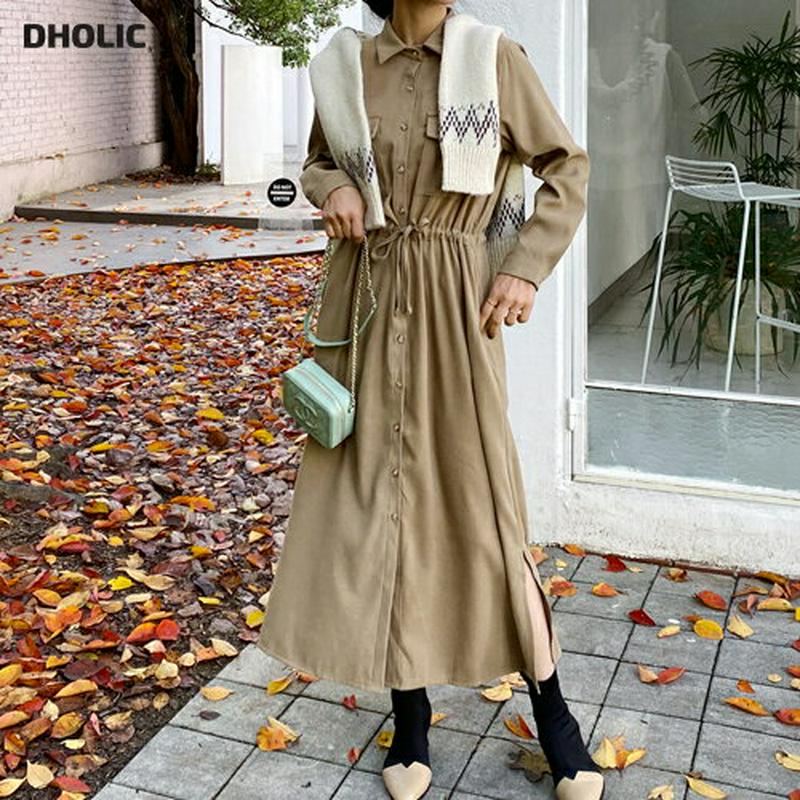 【新作10%OFF】ストリングポケットシャツワンピース・全2色・t61728 レディース【ops】【韓国 ファッション ワンピー