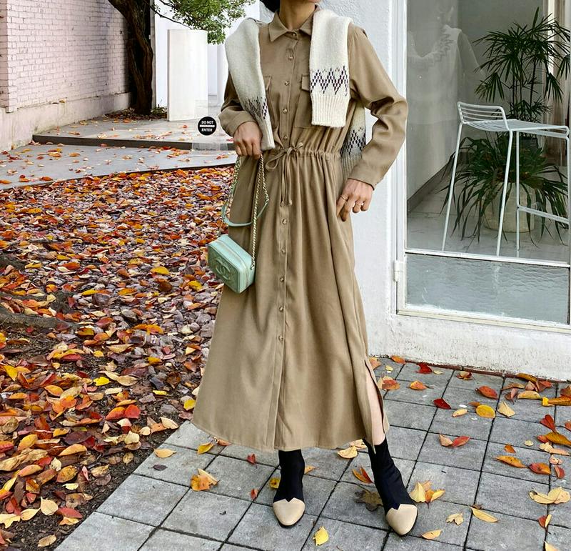 【新作10%OFF】ストリングポケットシャツワンピース・全2色・t61728 レディース【ops】【韓国 ファッション ワンピー