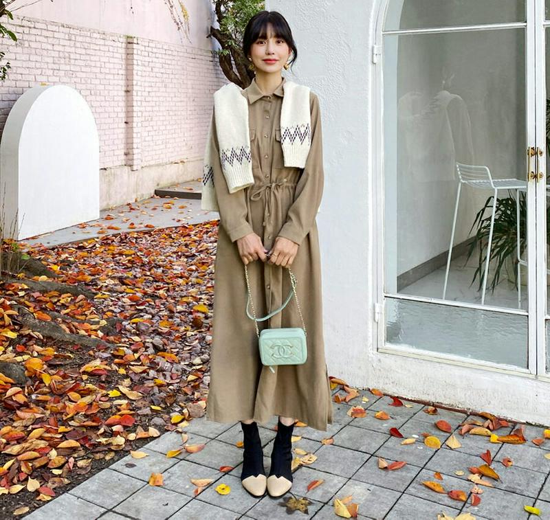 【新作10%OFF】ストリングポケットシャツワンピース・全2色・t61728 レディース【ops】【韓国 ファッション ワンピー