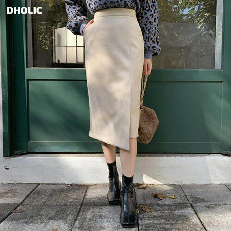 【新作10%OFF】スエード調アンバランススカート・全3色・b61736 レディース【sk】【韓国 ファッション ボトムス スカ