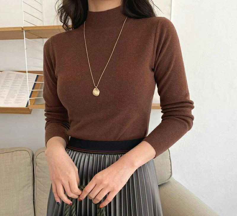 【新作10%OFF】リブハイネックニット・全5色・t65001 レディース【tops】【韓国 ファッション トップス ニット ニ