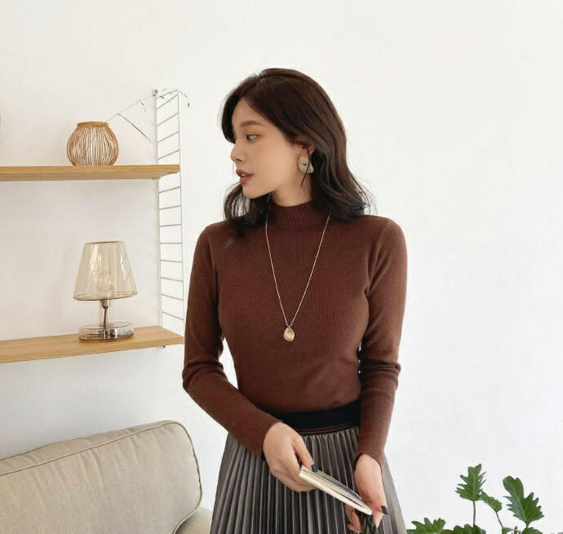 【新作10%OFF】リブハイネックニット・全5色・t65001 レディース【tops】【韓国 ファッション トップス ニット ニ