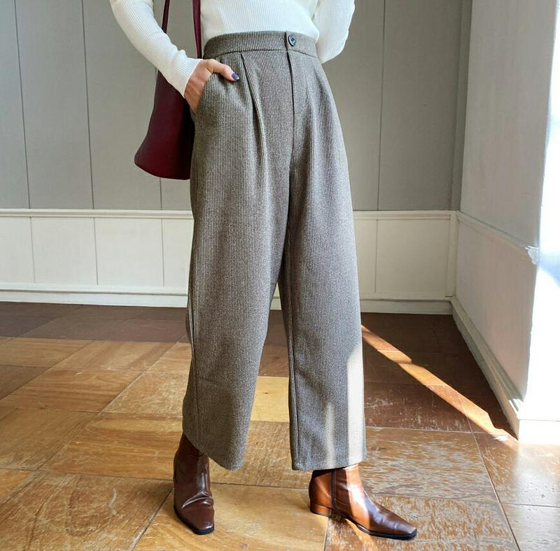 【新作10%OFF】裏起毛ハウンドトゥーススラックス・全2色・b61741 レディース【pt】【韓国 ファッション ボトムス ズ