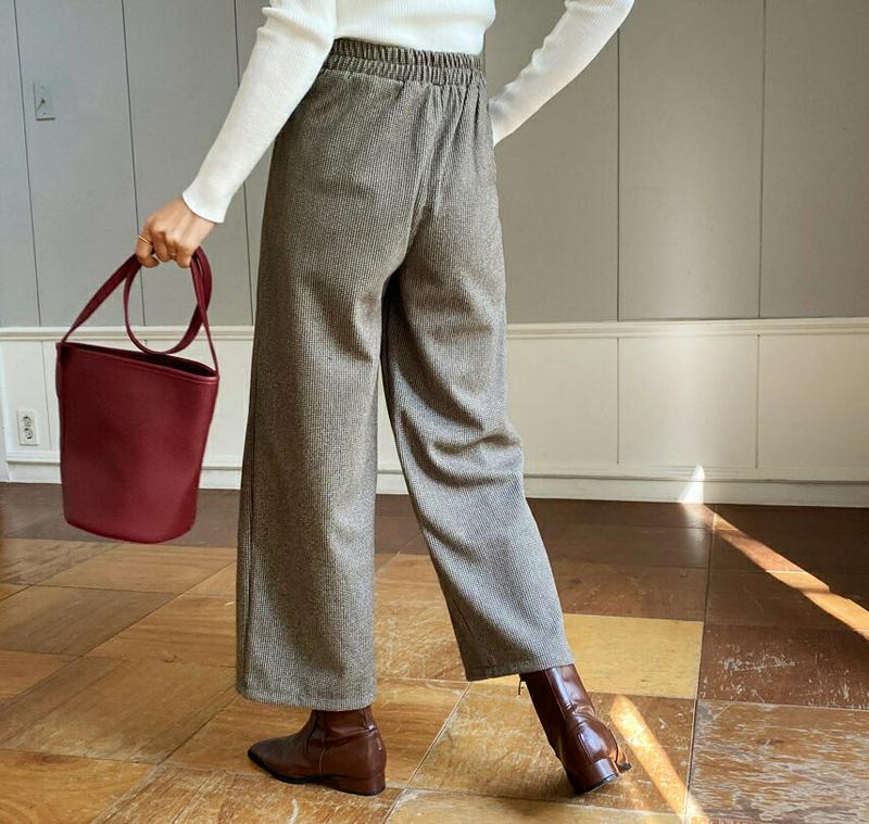 【新作10%OFF】裏起毛ハウンドトゥーススラックス・全2色・b61741 レディース【pt】【韓国 ファッション ボトムス ズ