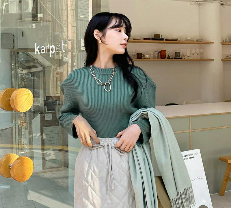 【新作10%OFF】リブパフニット・全5色・b65003 レディース【tops】【韓国 ファッション トップス ニット ニットト