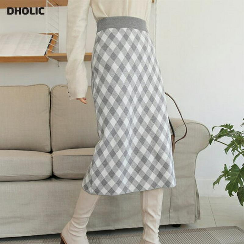 【新作10%OFF】ダイヤチェックニットスカート・全3色・b65033 レディース【sk】【韓国 ファッション ボトムス スカー