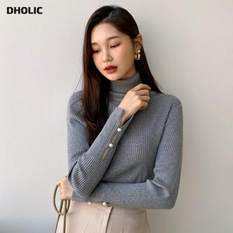 【新作10%OFF】パールスリーブタートルネックニット・全4色・t61033 レディース【tops】【韓国 ファッション トップ