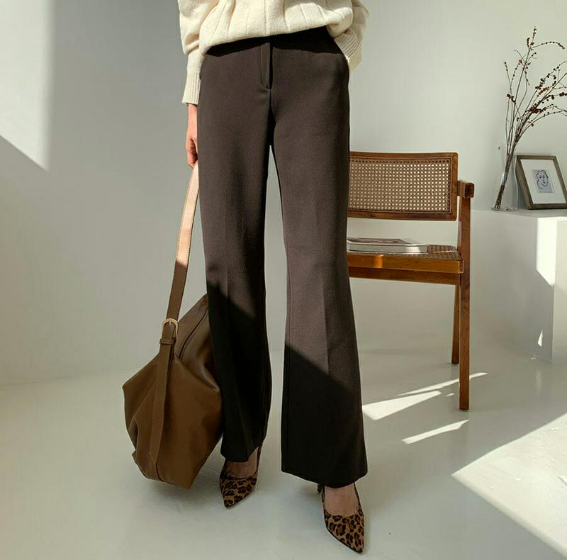 【新作10%OFF】裏起毛ブーツカットスラックス・全3色・t61043 レディース【pt】【韓国 ファッション ボトムス ズボン