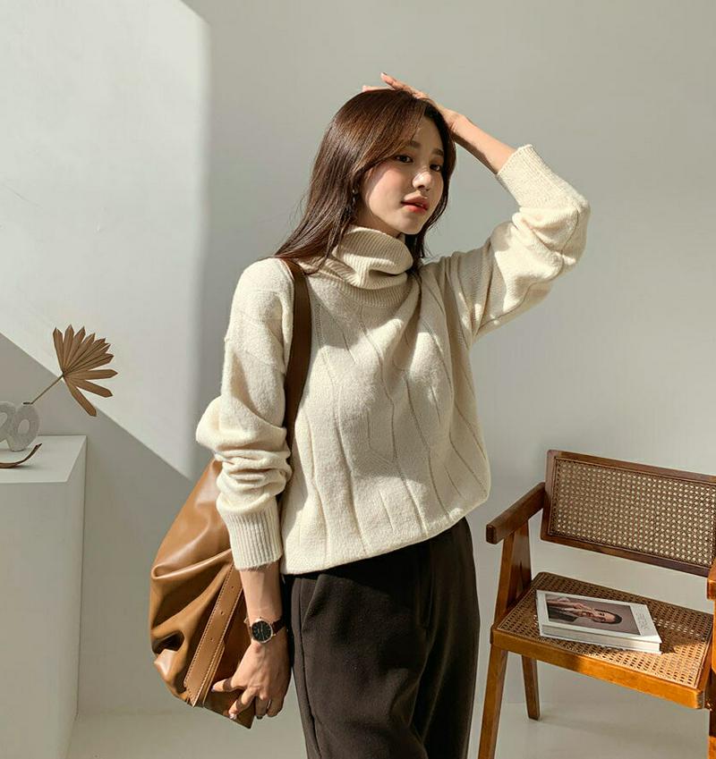 【新作10%OFF】ツイストタートルネックニット・全4色・t61029 レディース【tops】【韓国 ファッション トップス ニ