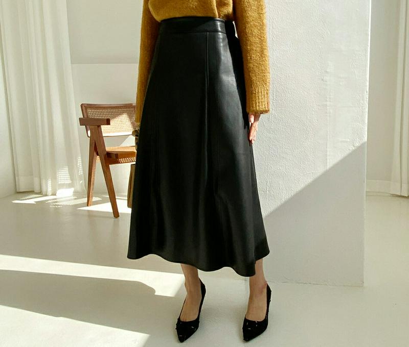 【新作10%OFF】レザー調ロングスカート・全1色・b61066 レディース【sk】【韓国 ファッション ボトムス スカート ロ