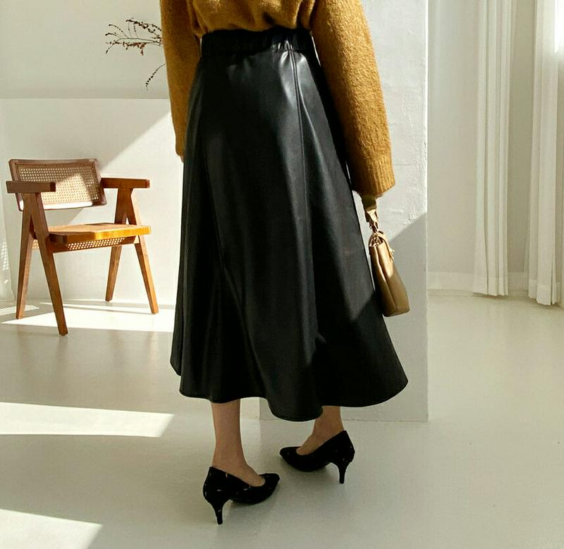 【新作10%OFF】レザー調ロングスカート・全1色・b61066 レディース【sk】【韓国 ファッション ボトムス スカート ロ