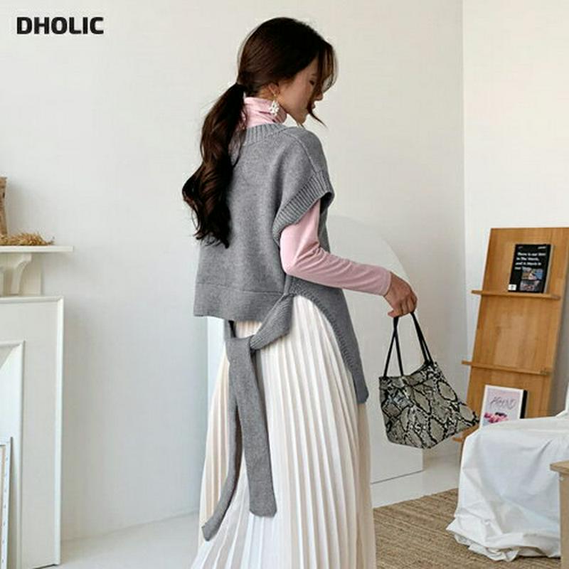 【新作10%OFF】バックリボンニットベスト・全3色・b61028 レディース【tops】【韓国 ファッション トップス ニット