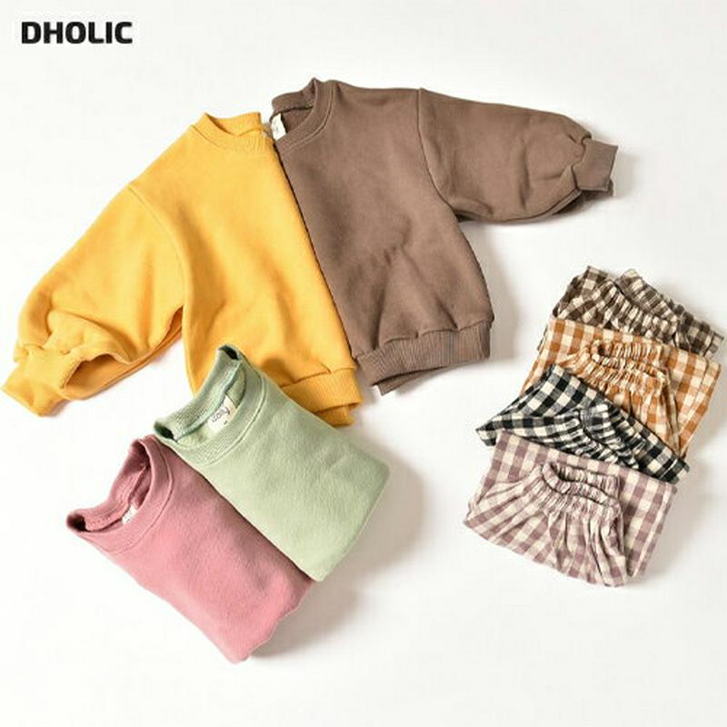 裏起毛スウェット&チェックレギンスパンツSET・u08443 キッズ【3~8才】【set】【セット set トップス スウェット トレーナー 長袖 裏起毛 無地 パンツ ズボン ギンガムチェック 女の子 男の子 冬 韓国 韓国子供服 子供 こども 子供服 こども服】【KIDS】