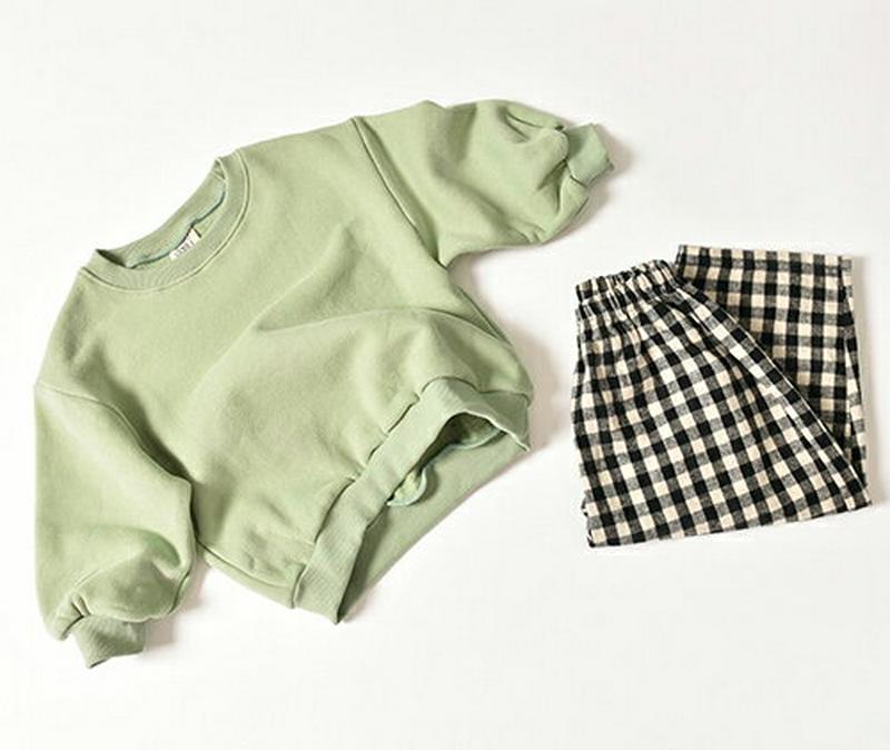 裏起毛スウェット&チェックレギンスパンツSET・u08443 キッズ【3~8才】【set】【セット set トップス スウェット トレーナー 長袖 裏起毛 無地 パンツ ズボン ギンガムチェック 女の子 男の子 冬 韓国 韓国子供服 子供 こども 子供服 こども服】【KIDS】