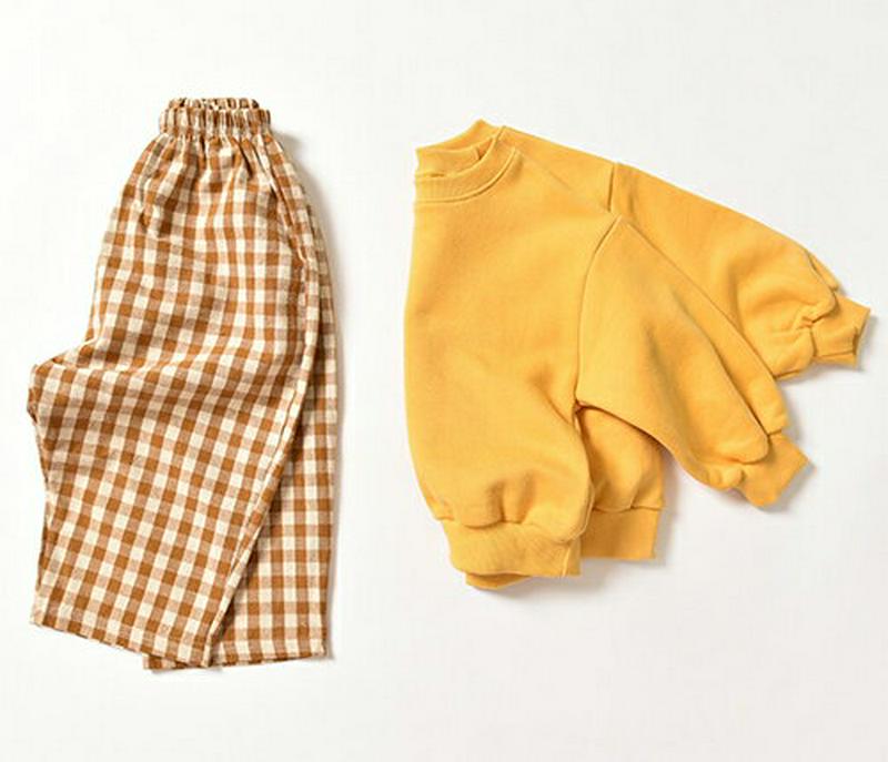 裏起毛スウェット&チェックレギンスパンツSET・u08443 キッズ【3~8才】【set】【セット set トップス スウェット トレーナー 長袖 裏起毛 無地 パンツ ズボン ギンガムチェック 女の子 男の子 冬 韓国 韓国子供服 子供 こども 子供服 こども服】【KIDS】