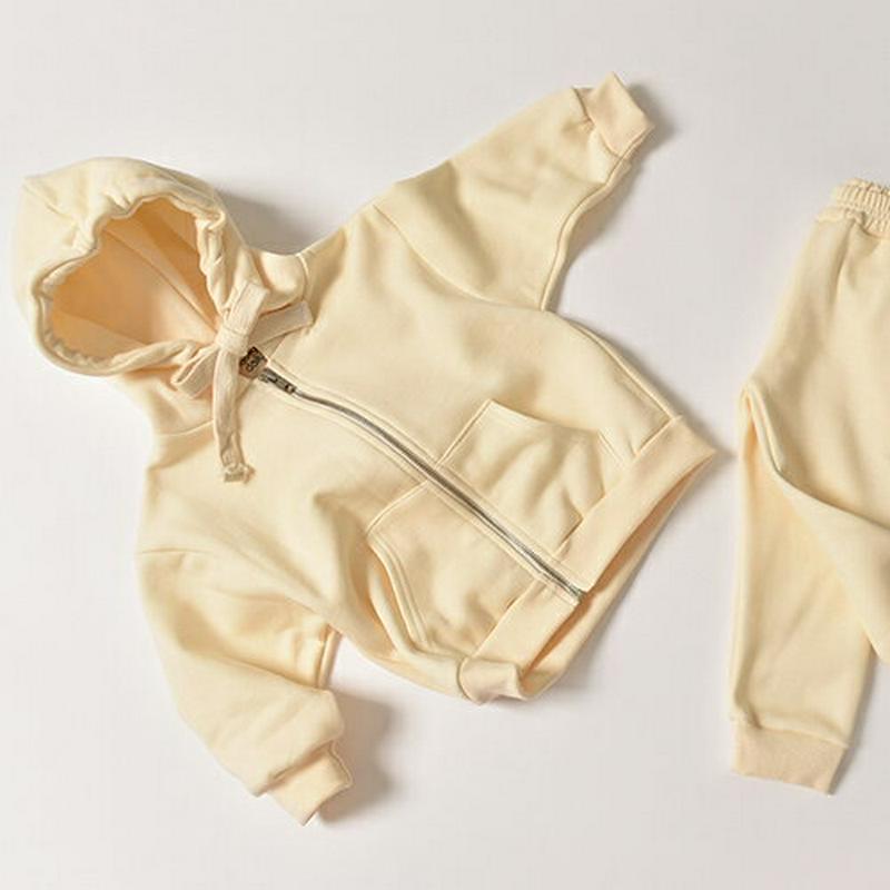 ドロストフードジップアップ・u08427 キッズ【3~8才】【set】【セットアップ setup トップス フード フーディー フーディ パーカー 長袖 ジップアップ パンツ ズボン 女の子 男の子 秋 冬 韓国 韓国子供服 子供 こども 子供服 こども服】【KIDS】