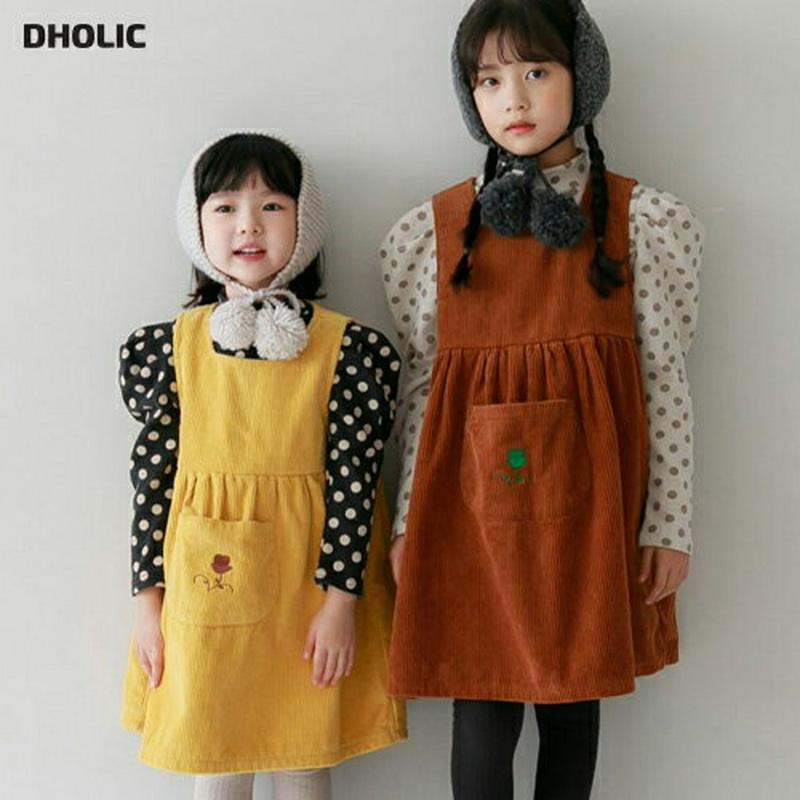 【キッズ20%OFF】刺繍ポケットコーデュロイワンピース(ジュニア)・u08274 キッズ【9~17才】【ops】【ワンピース 