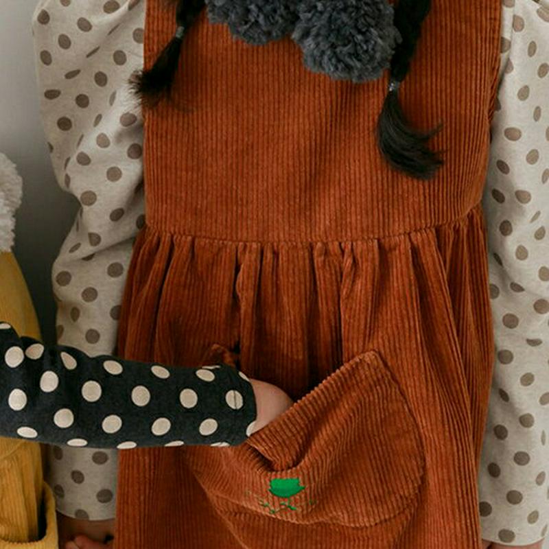 【キッズ20%OFF】刺繍ポケットコーデュロイワンピース(ジュニア)・u08274 キッズ【9~17才】【ops】【ワンピース 