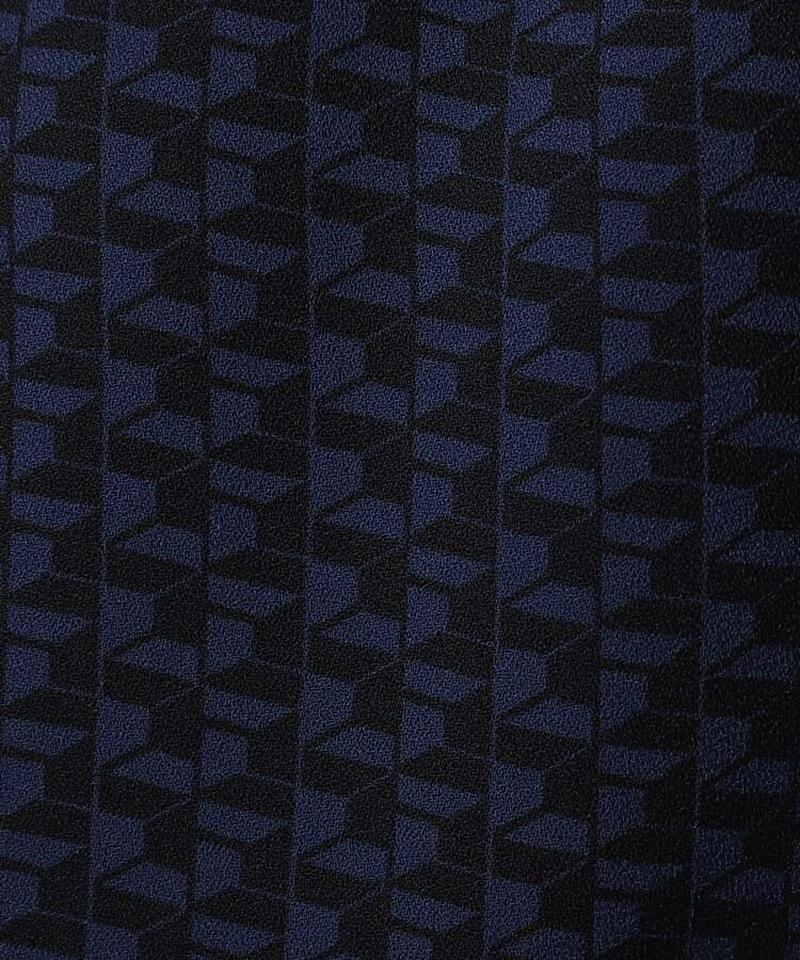 グラフィカルブリックプリントボウタイブラウス