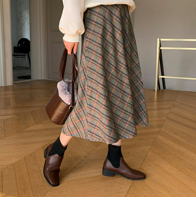 【新作10%OFF】チェックフレアスカート・全2色・t56226 レディース【sk】【韓国 ファッション ボトムス スカート ロ