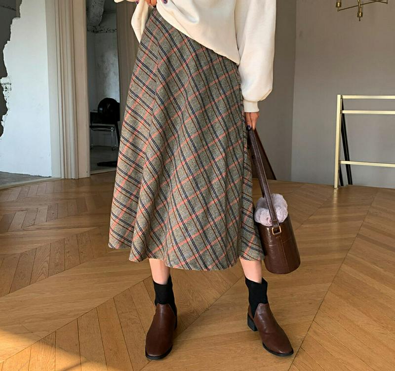 【新作10%OFF】チェックフレアスカート・全2色・t56226 レディース【sk】【韓国 ファッション ボトムス スカート ロ