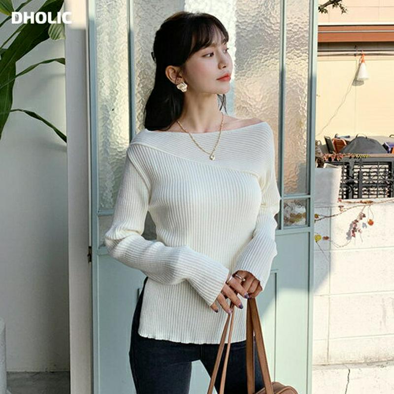 【新作10%OFF】ディテールボートネックニット・全3色・t56210 レディース【tops】【韓国 ファッション トップス ニ