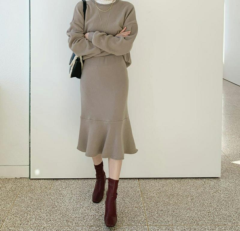 【新作10%OFF】ソフトスウェット&フレアスカートSET・全3色・t65055 レディース【ops】【韓国 ファッション セッ