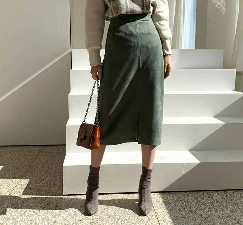 【新作10%OFF】スエード調Hラインスカート・全3色・t65059 レディース【sk】【韓国 ファッション ボトムス スカート