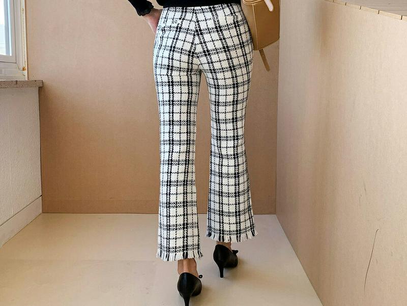 【新作10%OFF】ツイードブーツカットパンツ・全2色・t65064 レディース【pt】【韓国 ファッション ボトムス ズボン 