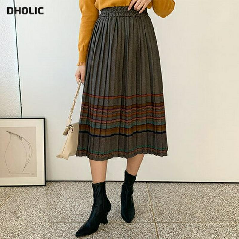 【新作10%OFF】配色プリーツスカート・全2色・b65066 レディース【sk】【韓国 ファッション ボトムス スカート ロン