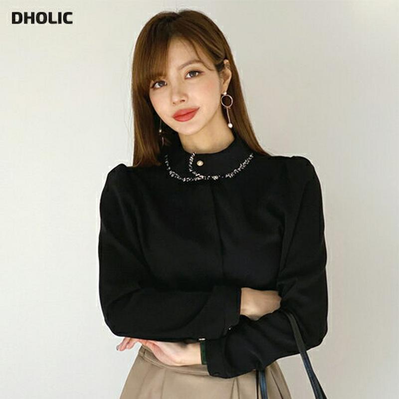 【新作10%OFF】ツイードネックブラウス・全2色・b65041 レディース【bl】【韓国 ファッション トップス ブラウス ロ