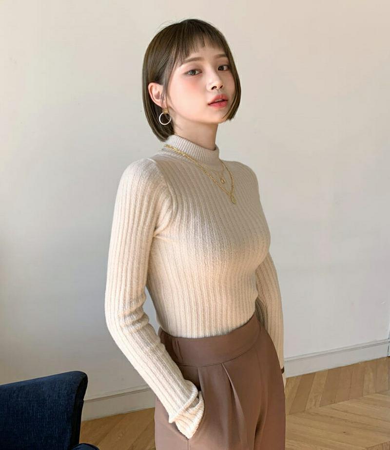 【新作10%OFF】リブスリムニット・全4色・b56212 レディース【tops】【韓国 ファッション トップス ニット ニット