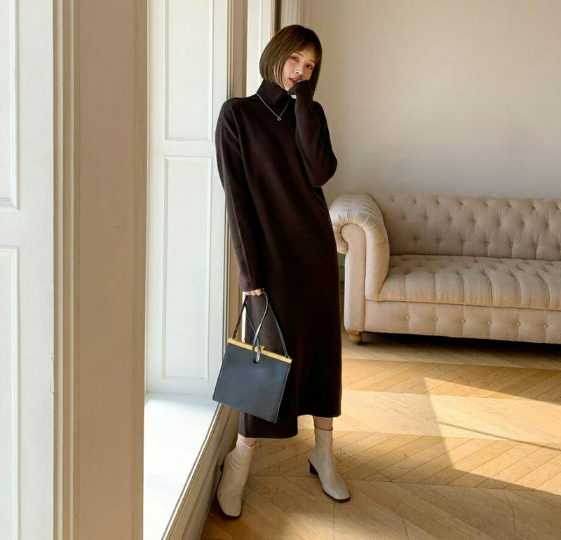 【新作10%OFF】タートルネックワンピース・全3色・b56235 レディース【ops】【韓国 ファッション ワンピース ロング