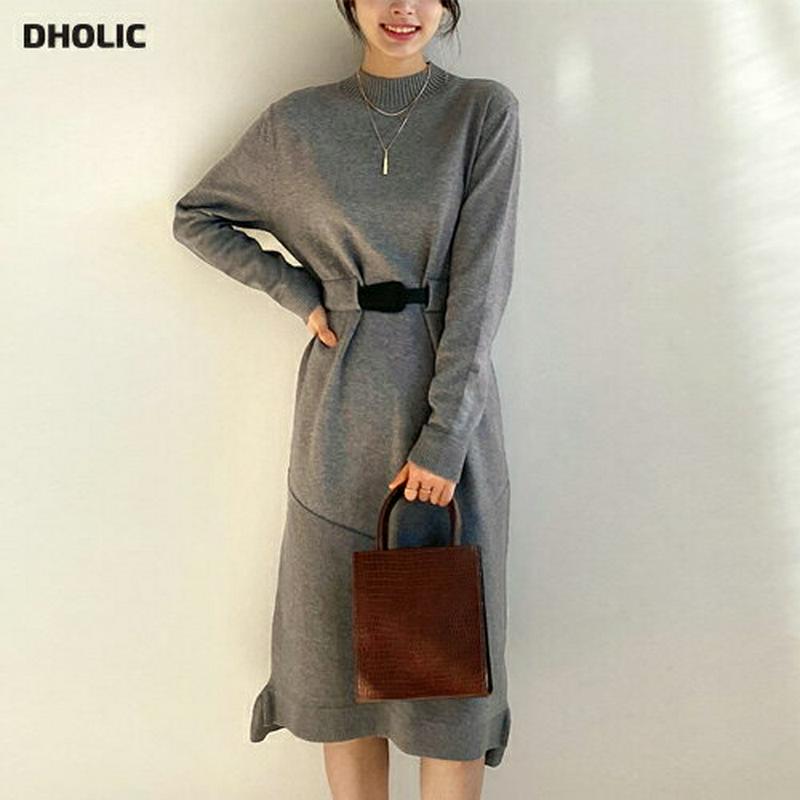 【新作10%OFF】ベルト付ミディワンピース・全3色・b65056 レディース【ops】【韓国 ファッション ワンピース ミディ