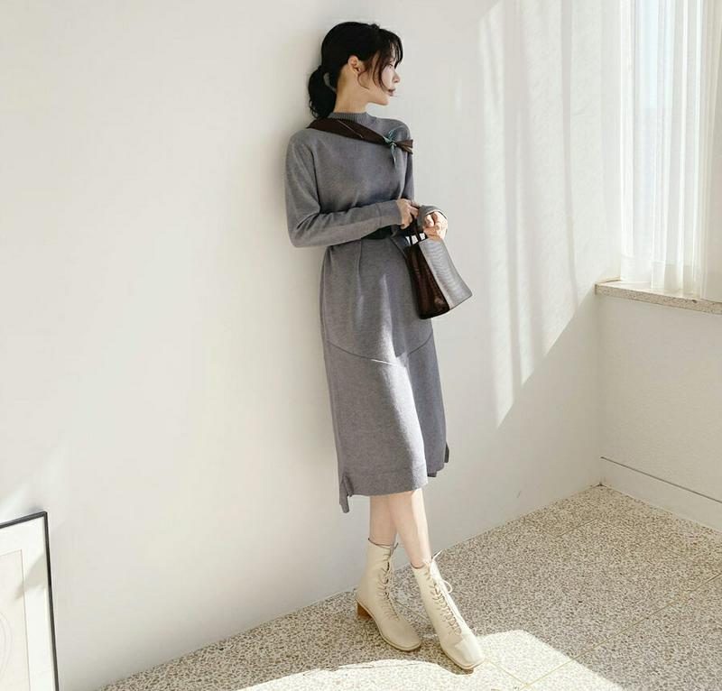 【新作10%OFF】ベルト付ミディワンピース・全3色・b65056 レディース【ops】【韓国 ファッション ワンピース ミディ