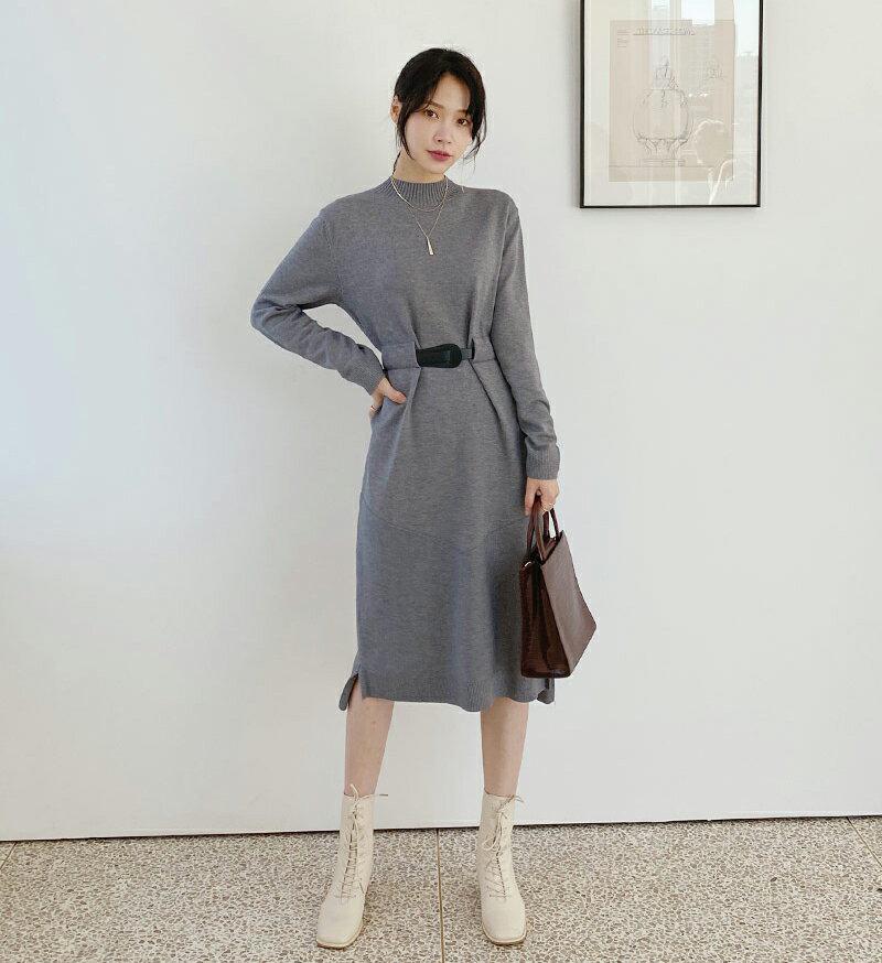 【新作10%OFF】ベルト付ミディワンピース・全3色・b65056 レディース【ops】【韓国 ファッション ワンピース ミディ