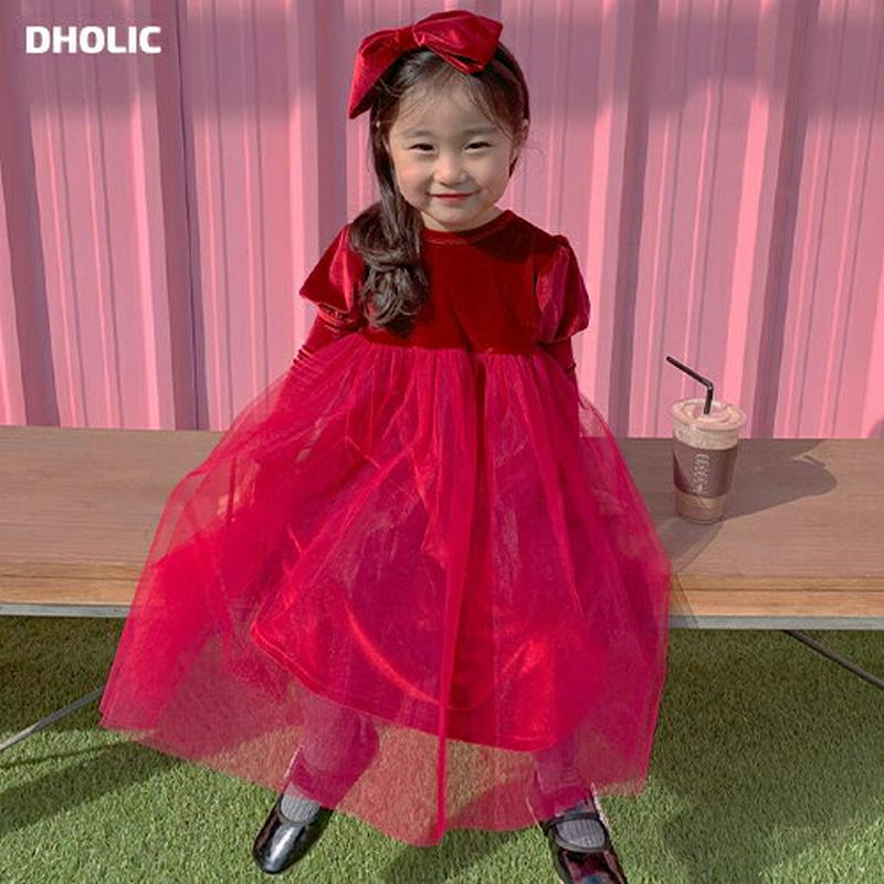 【キッズ20%OFF】ベルベットドレス・u08616 キッズ【3~8才】【ops】【ワンピース ロングワンピース 長袖 チュール