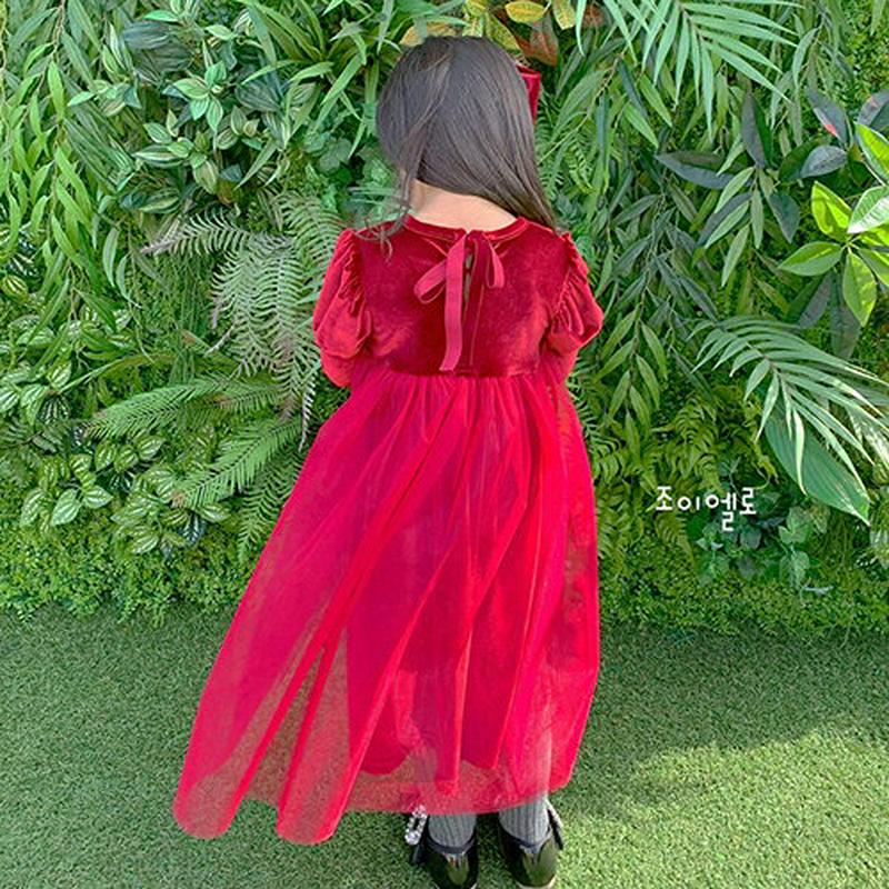 【キッズ20%OFF】ベルベットドレス・u08616 キッズ【3~8才】【ops】【ワンピース ロングワンピース 長袖 チュール