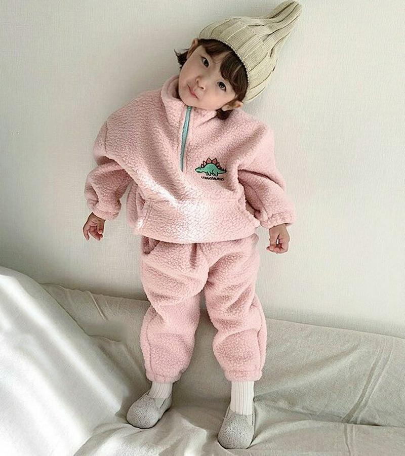 【キッズ20%OFF】ダイナソーボアスウェット上下SET・u08671 キッズ【3~8才】【set】【セットアップ setup 