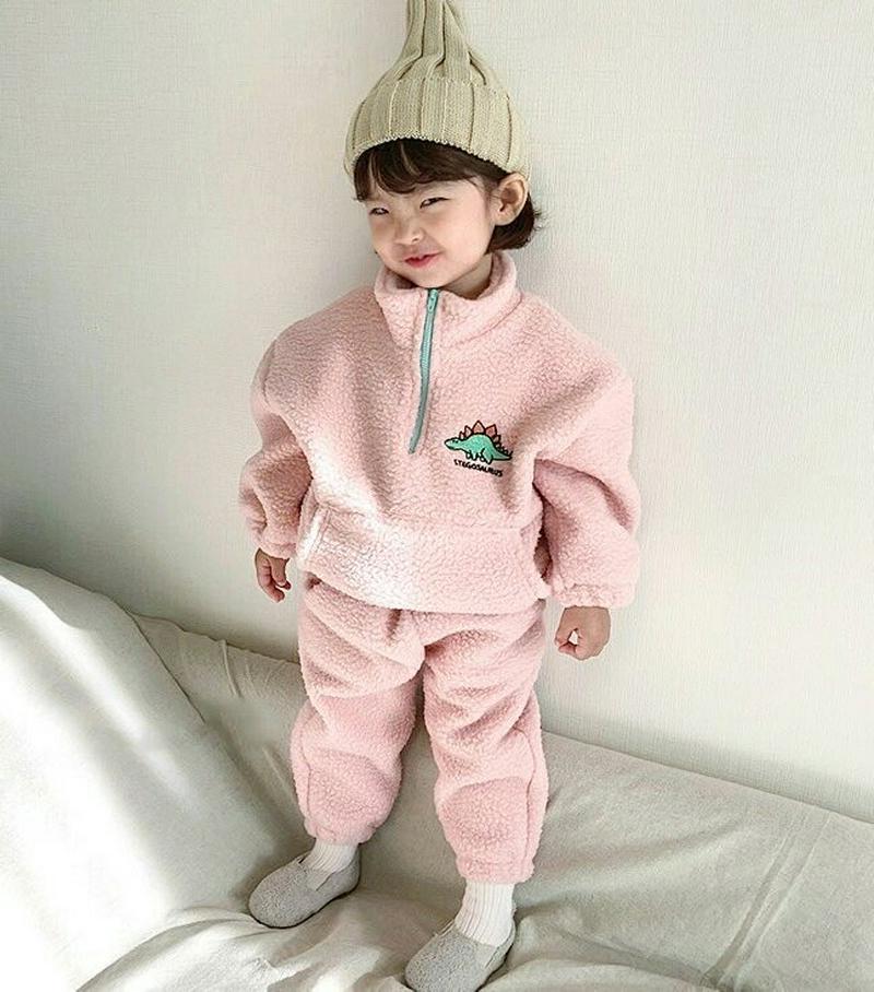 【キッズ20%OFF】ダイナソーボアスウェット上下SET・u08671 キッズ【3~8才】【set】【セットアップ setup 