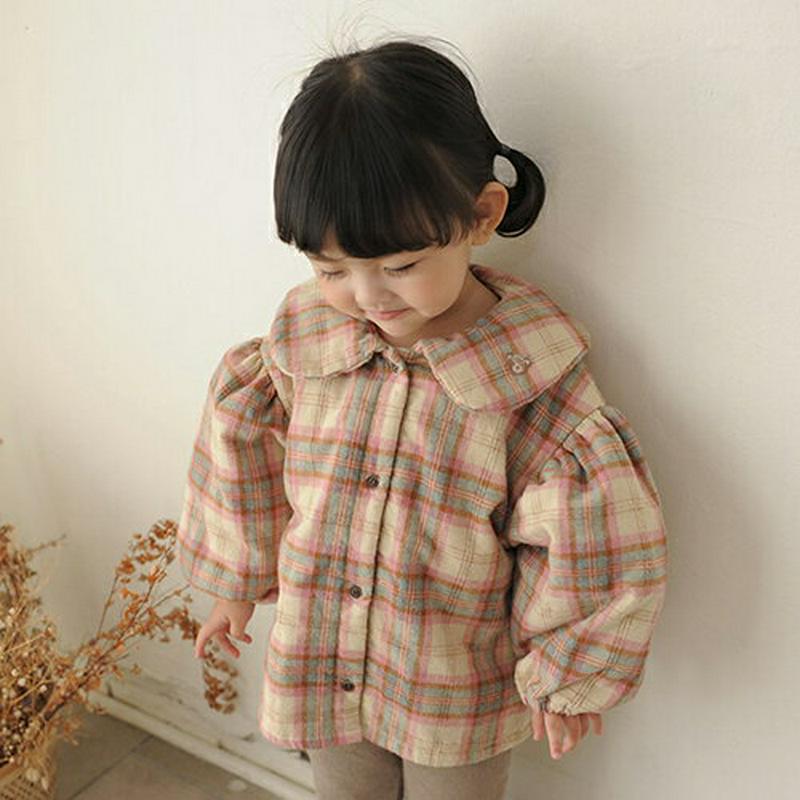【キッズ20%OFF】裏起毛チェックカラーブラウス・u08554 キッズ【3~8才】【bl】【トップス ブラウス 長袖 チェック