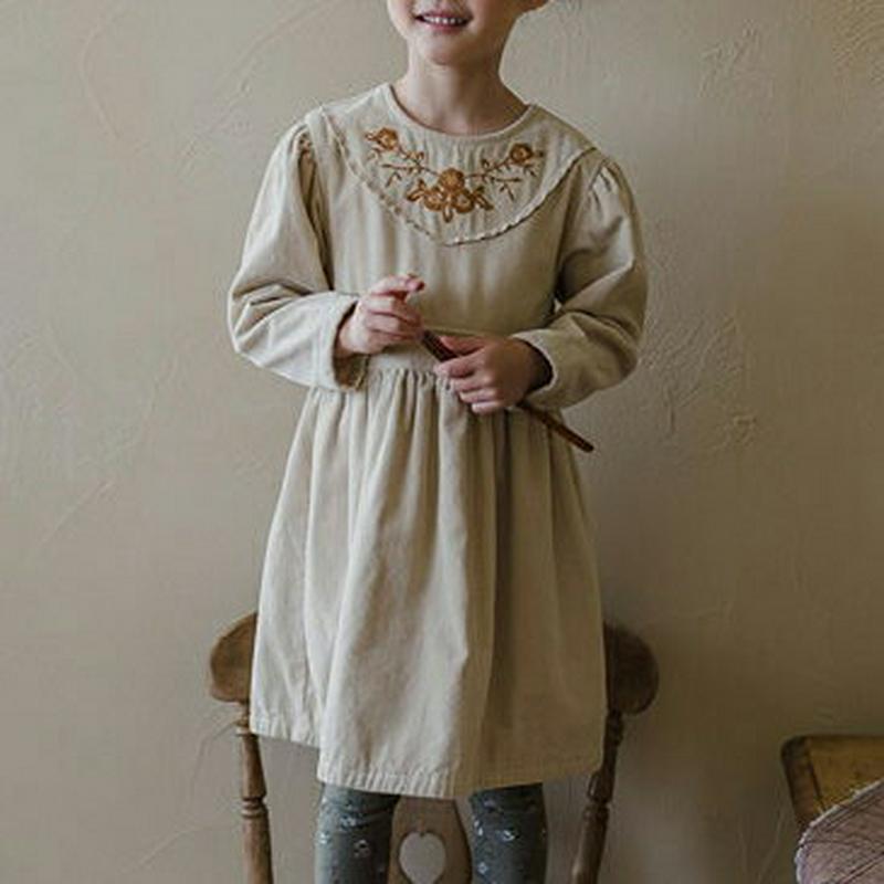 【キッズ20%OFF】裏起毛刺繍ワンピース・u08689 キッズ【3~8才】【ops】【ワンピース ミディ丈 ミディワンピース 