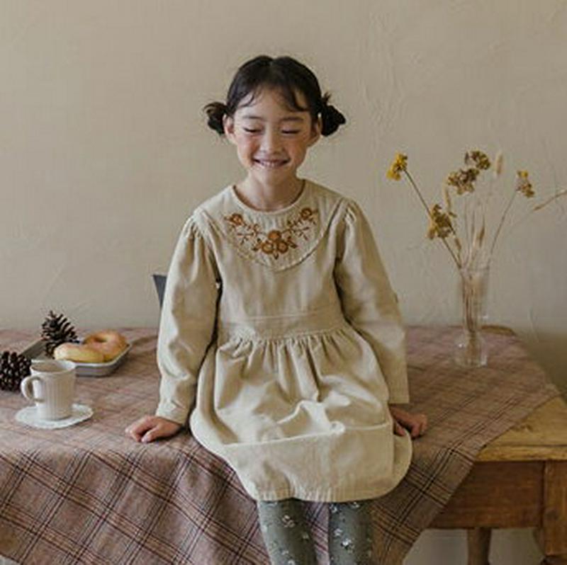 【キッズ20%OFF】裏起毛刺繍ワンピース・u08689 キッズ【3~8才】【ops】【ワンピース ミディ丈 ミディワンピース 