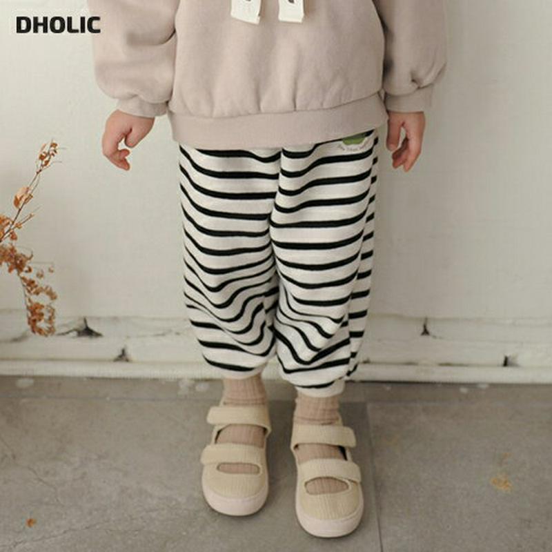 【キッズ20%OFF】裏起毛ワンポイントボーダーパンツ・u08535 キッズ【3~8才】【pt】【パンツ ズボン ロングパンツ 